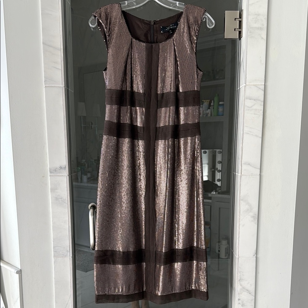 Elegant Brown Sequin Dress
